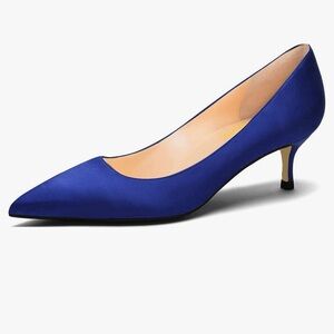 Women Fashion Pointed Toe Slip On Comfort Basic Kitten Heel Pumps Shoes Size: 7